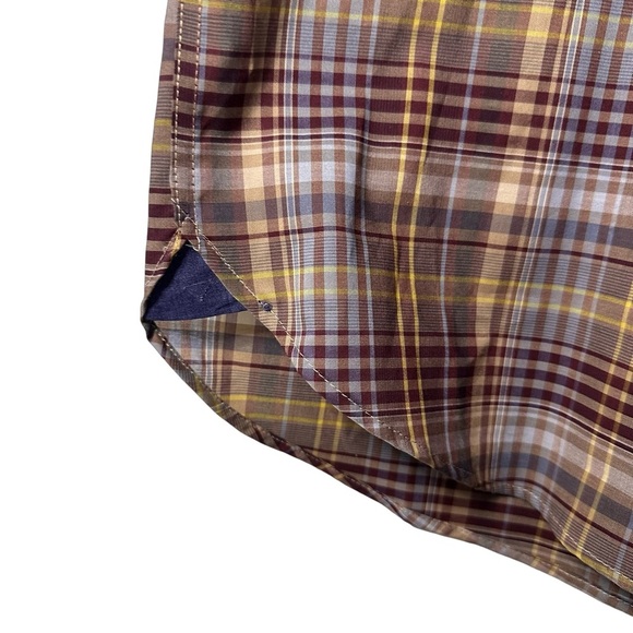NWT Joseph Abboud Long Sleeve Burgundy Yellow Blue Plaid Button Shirt Size 2X - Picture 5 of 8